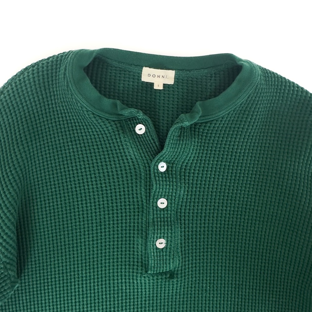 DONNI Henley Forest Green 100% Cotton S - Picture 2 of 5